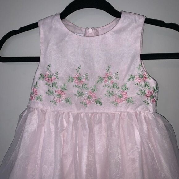 Cute Bonnie Jean Pink Floral Embroidered Dress 6X - Picture 2 of 7